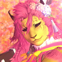 icon of a pink and yellow final fantasy fourteen character